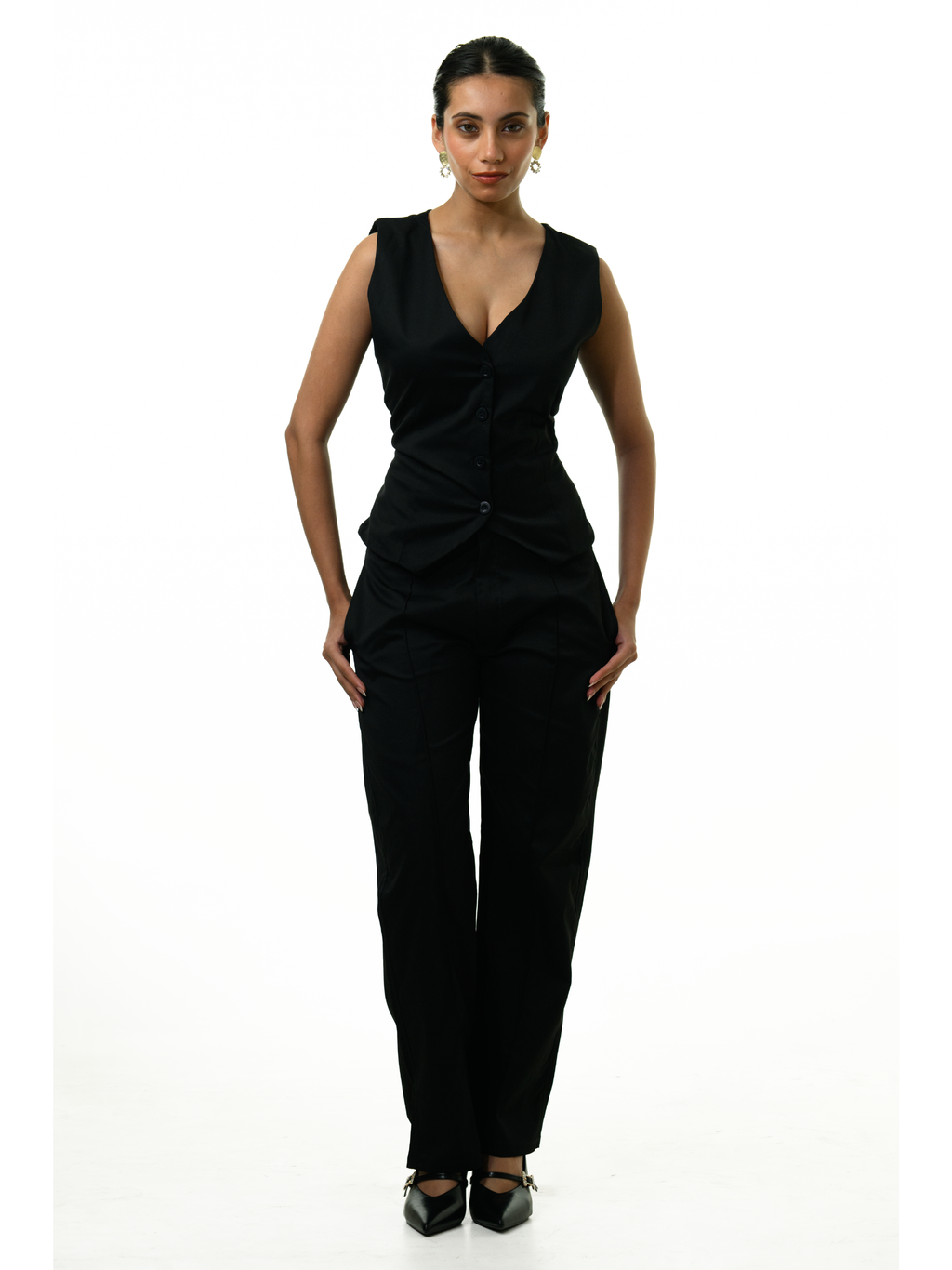 Noir Power Vest Co-ord Set - Black