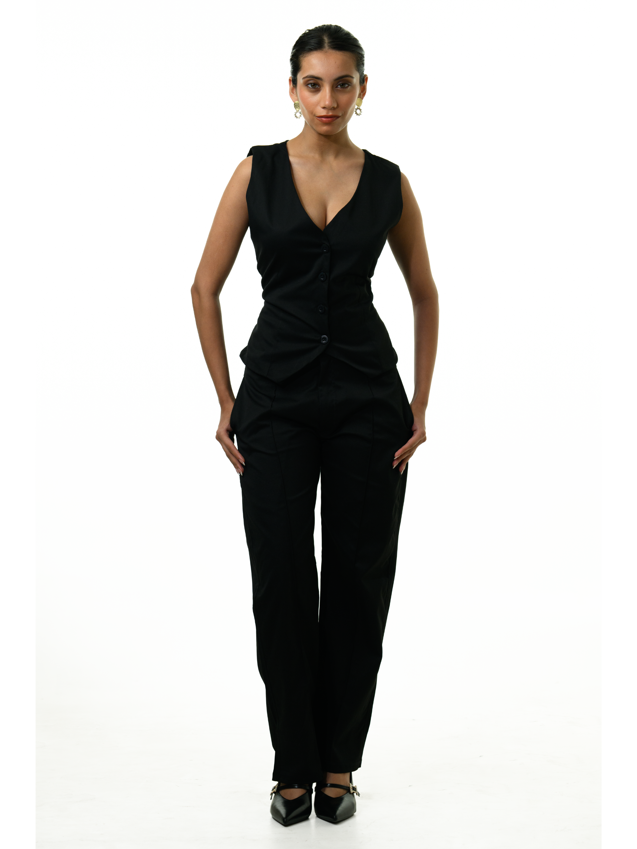 Noir Power Vest Co-ord Set - Black