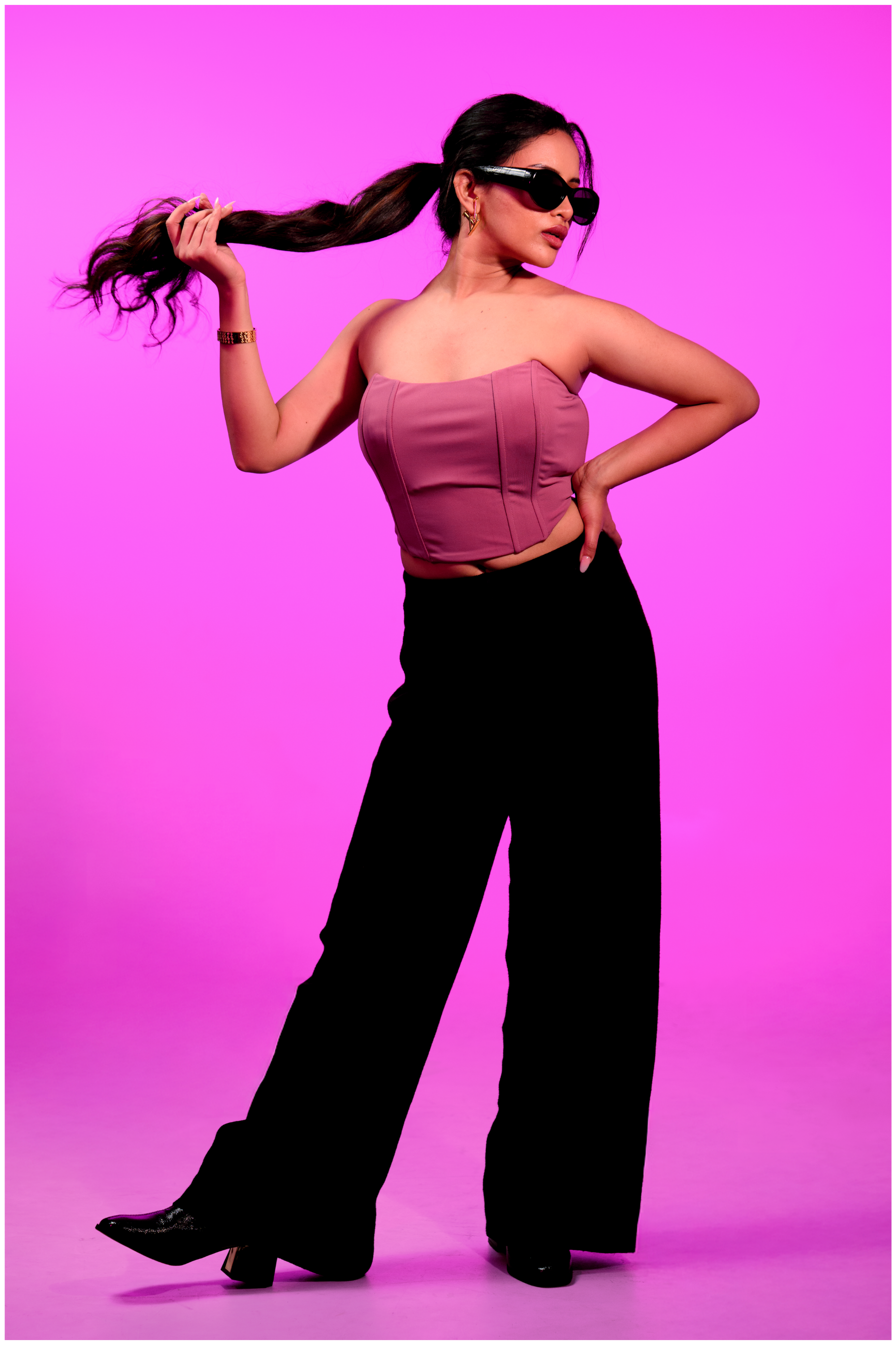 Pink Color Backless Tank Tops