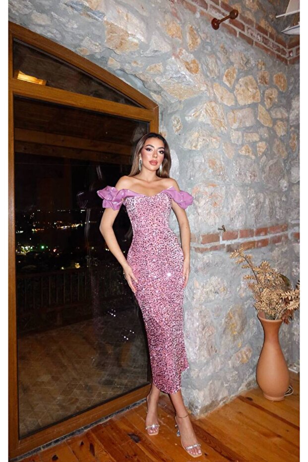 Zoezoe Pulpayetli Kolsuz Elbise