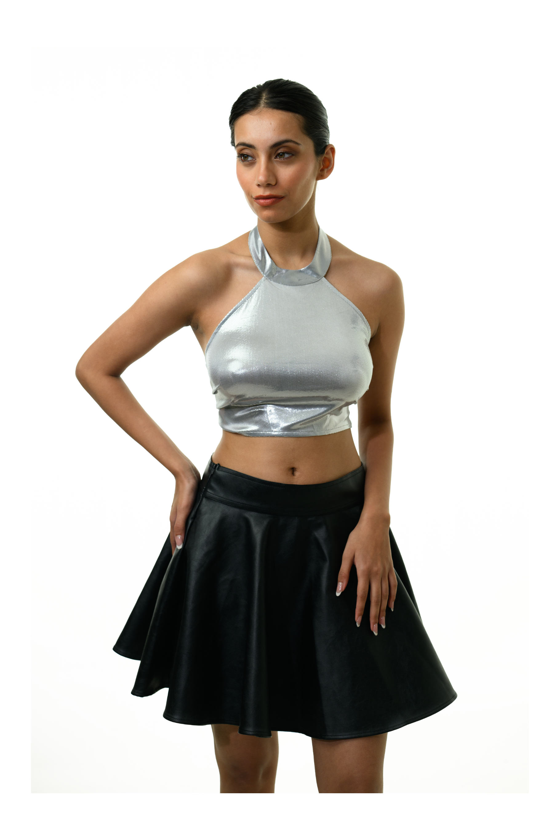 Metallic Halter Top - Silver