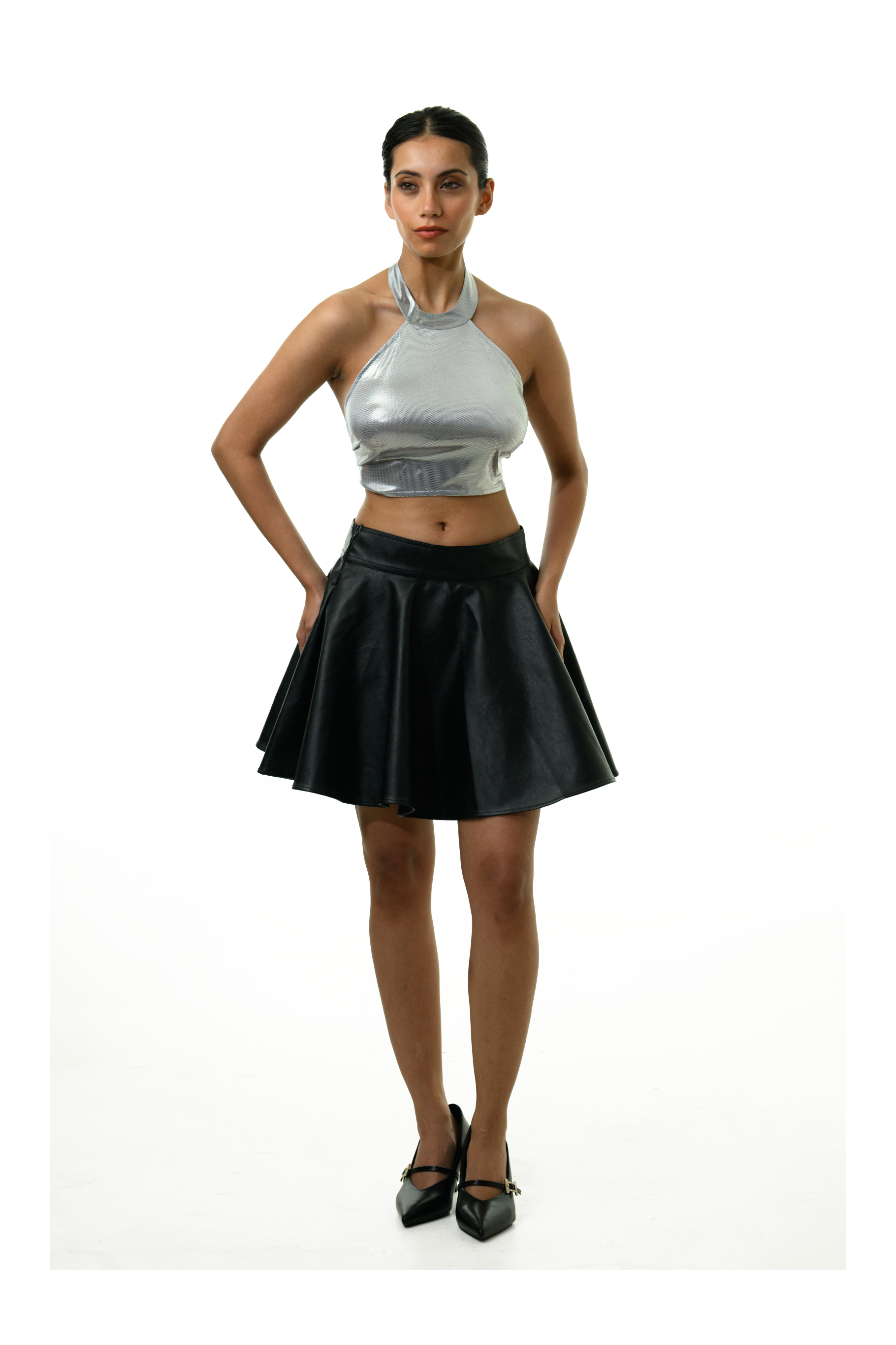 Metallic Halter Top - Silver