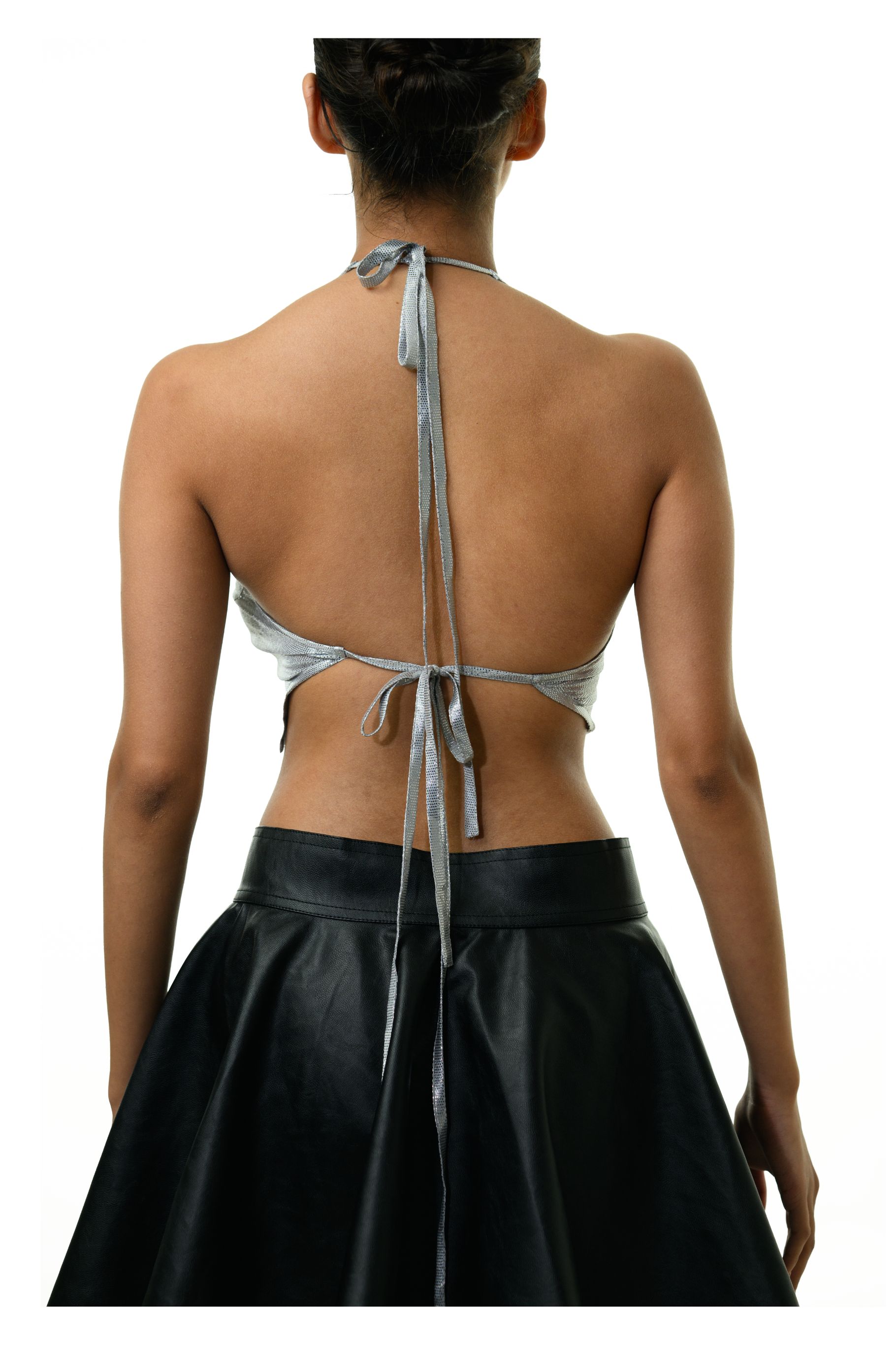 Metallic Halter Top - Silver