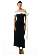 Bowline Two-Tone Dress - Black with White Bow