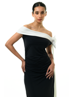 Bowline Two-Tone Dress - Black with White Bow