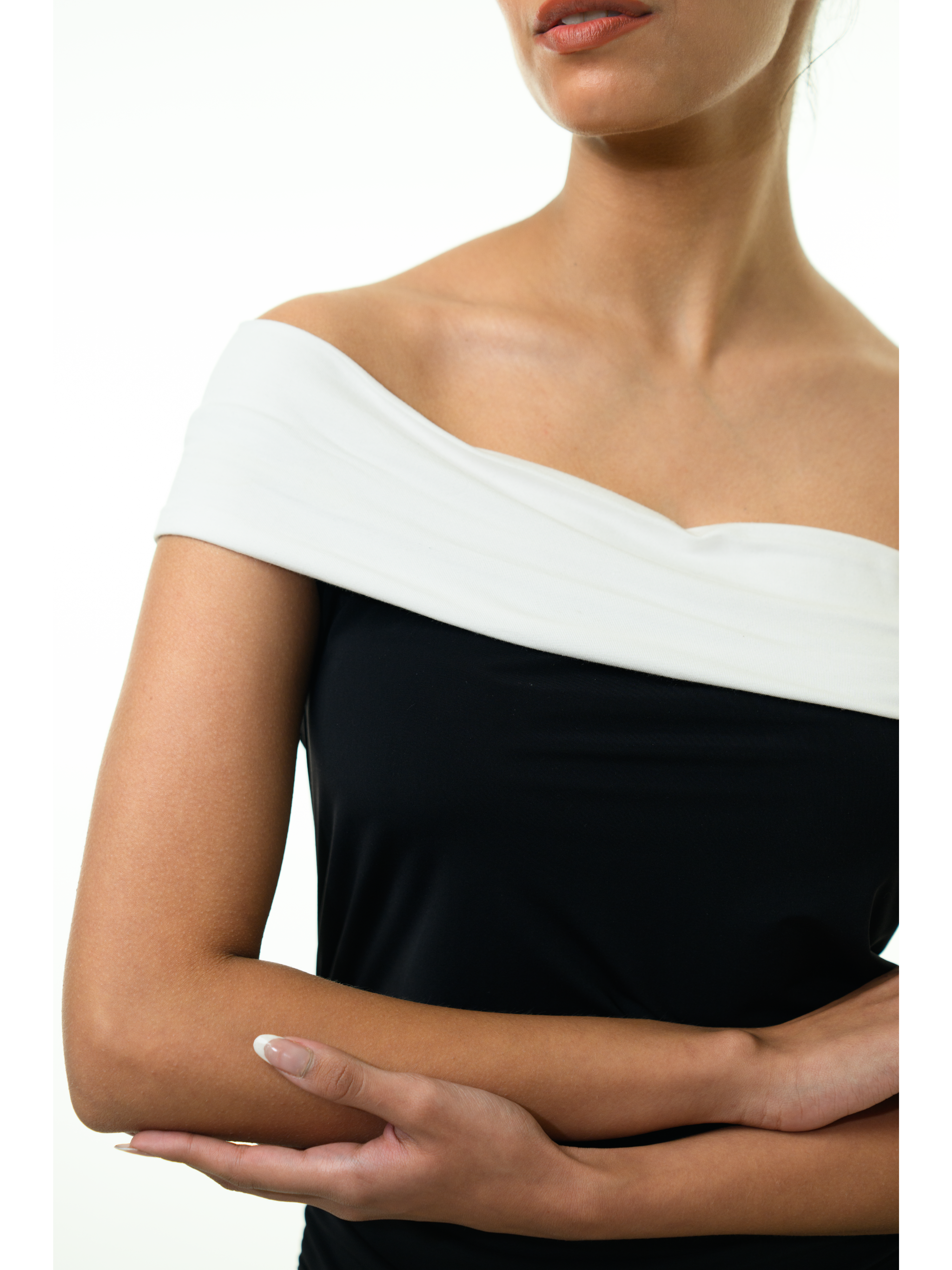 Bowline Two-Tone Dress - Black with White Bow