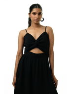 After Dark Twist Satin Midi Dress - Black