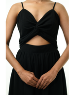 After Dark Twist Satin Midi Dress - Black