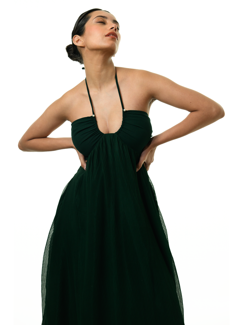 Emerald Pleated Tube Top