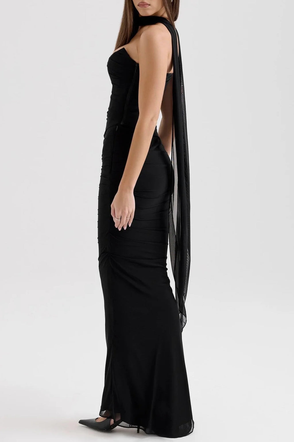 Alara Summer Set of Top And Skirt With Scarf In Black