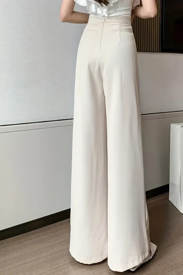 Beige Highrise Formal Pants