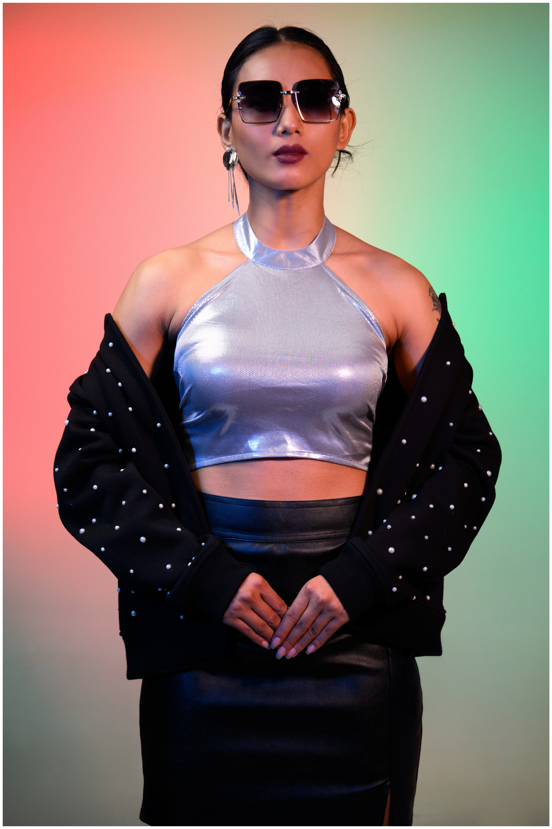 Metallic Halter Top - Silver