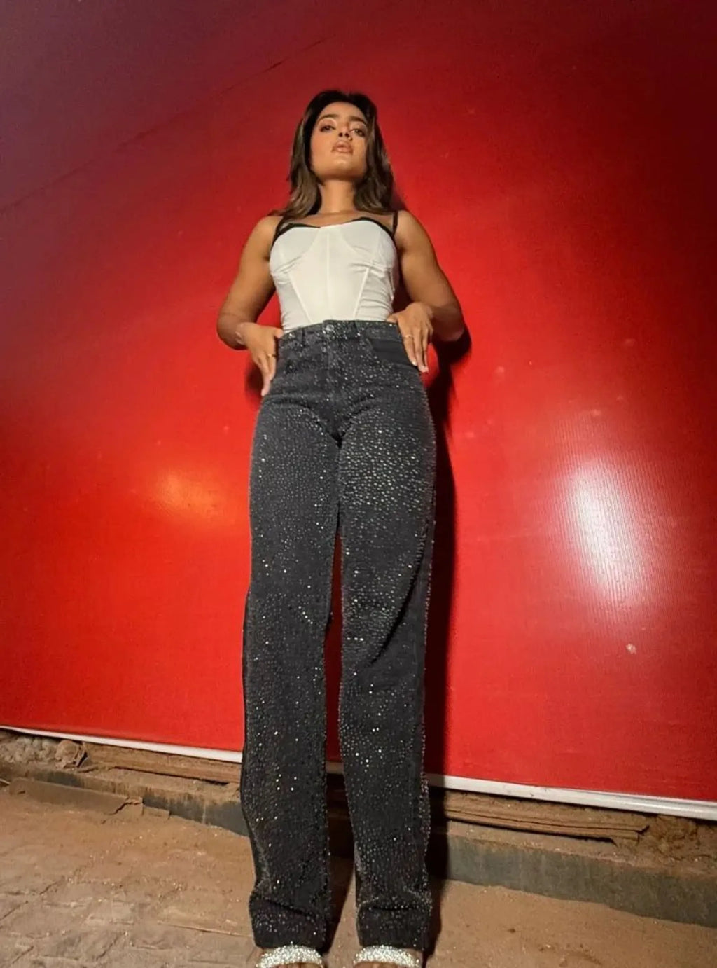 Rhinestone rush mid rise jeans